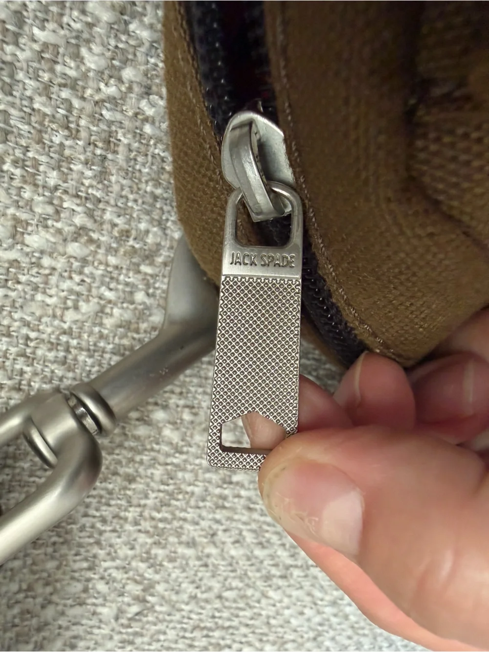 Jack Spade Greene St medium shoulder messenger bag orange lining heavy canvas